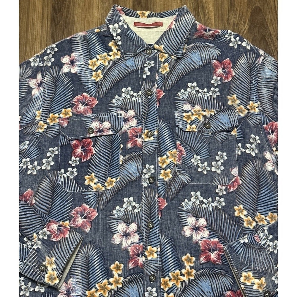 Tommy Bahama Beach Cord Long Sleeve Corduroy Floral Button Up Shirt Men's Sz M